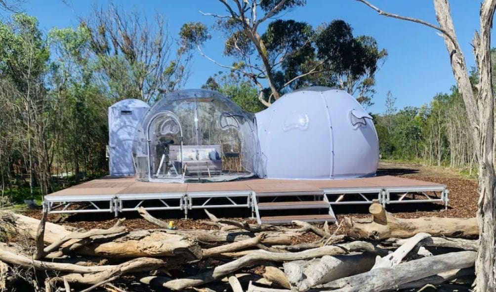 Glamping bubble tent at SkytentOz, Raymond Island