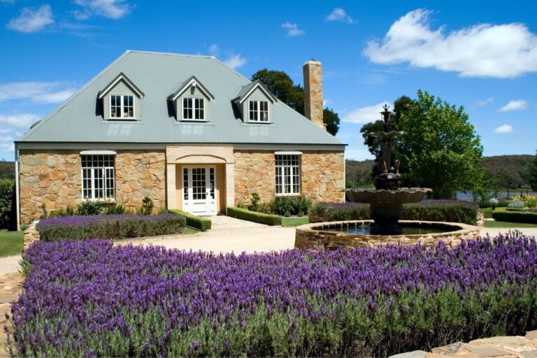 Stone cottage near Daylesford with lavender garden