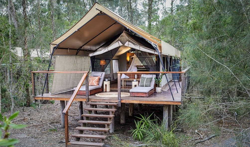 Glamping tent at Paperbark Camp, Jervis Bay